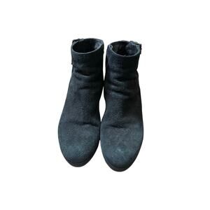 Cordani Black Suede Platform Wedge Zip Ankle Boot Size 8.5